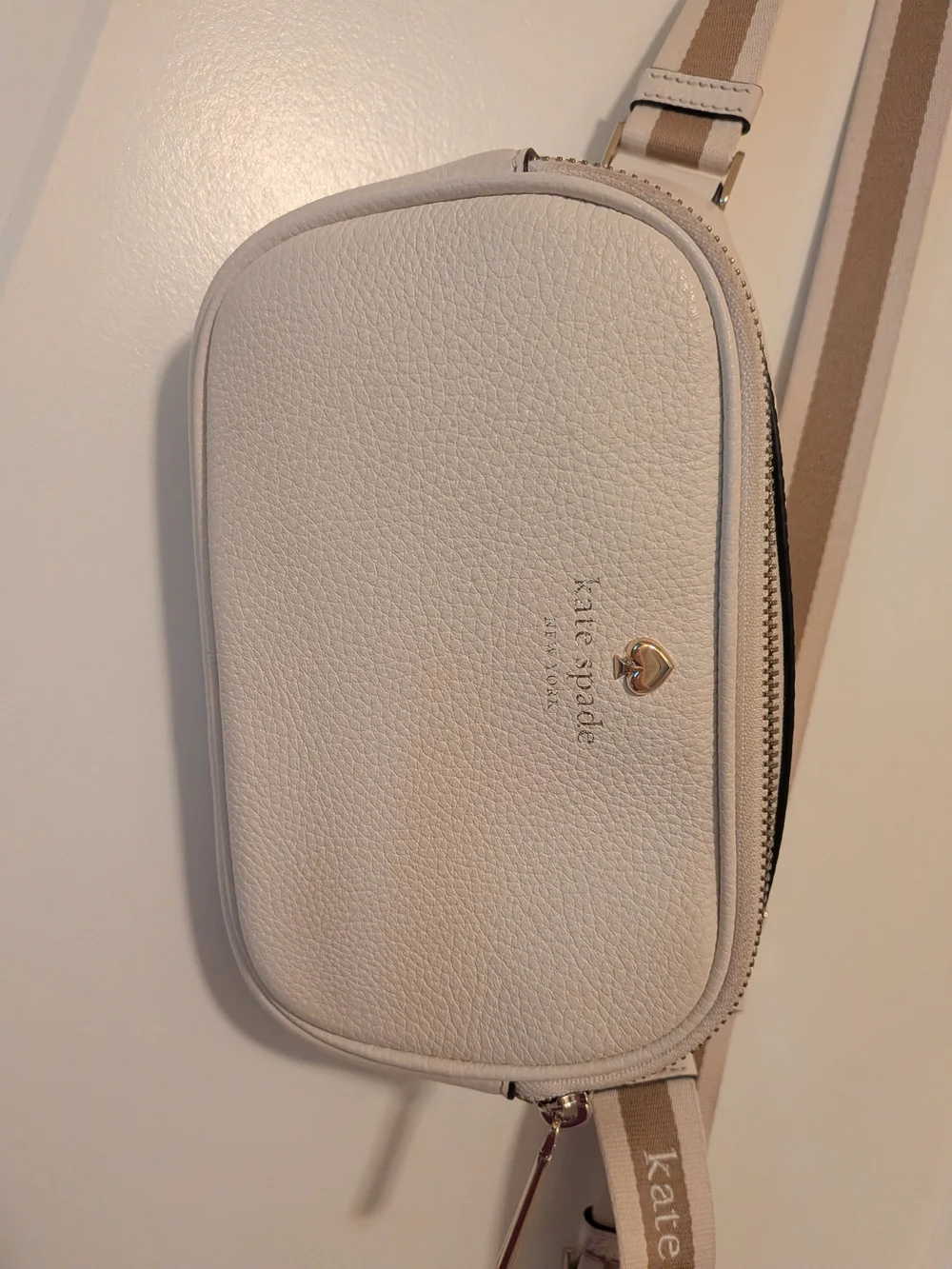 Kate Spade Pebbled Leather Belt Bag in Off-White